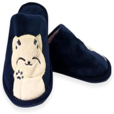 Imagem de Pantufa felpuda de gato azul infantil, conforto, maciez, aconchegante, quente, macia, 30/31, perfeita