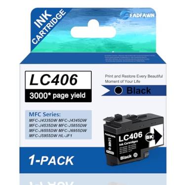 Imagem de FADFAWN LC406 Cartuchos de tinta preta de alto rendimento (1 pacote) - Cartuchos de tinta compatíveis LC406BK de substituição para impressora Brother MFC-J4535DW MFC-J4335DW MFC-J5855DW MFC-J6555DW