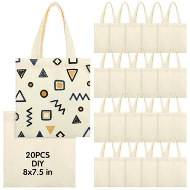 Imagem de Meyeyaia 20 sacolas de lona a granel, 20 x 19 cm de sublimação mini sacolas em branco, sacolas reutilizáveis de mercearia para transferência de calor, presente de artesanato de Natal DIY