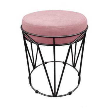 Imagem de Puff Babu Suede Base Preto Rose - DROSSI