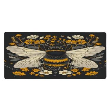 Imagem de Tapete de rato grande com flores fofas para computador à prova d'água com base de borracha antiderrapante para escritório, computador, teclado, laptop e mesa de casa, 89,9 x 39,9 cm