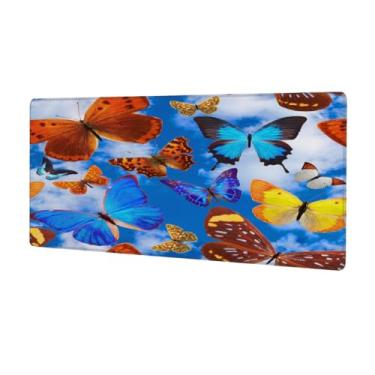 Imagem de Tapete de mouse grande com céu de borboleta animal impermeável para computador estendido tapete protetor de mesa antiderrapante base de borracha para escritório, computador, teclado, laptop e mesa de