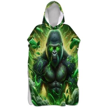 Imagem de Joisal Roupão de mudança para adultos, poncho de surfe, toalhas de banho com capuz, vestíveis, verde, monstro, verde, brilhante, ponchos de praia para homens