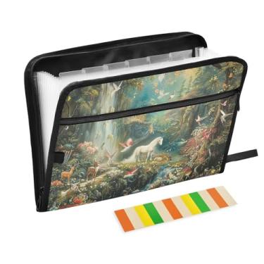 Imagem de Organizador de recibos de cachoeira de floresta caprichosa para negócios pasta de arquivos sanfonada à prova d'água com etiquetas