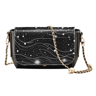 Imagem de Bolsa de couro vermelha com zíper de frutas tropicais, bolsas transversais femininas de couro, bolsas transversais para mulheres, Constelação de estrelas em um preto-1, One Size