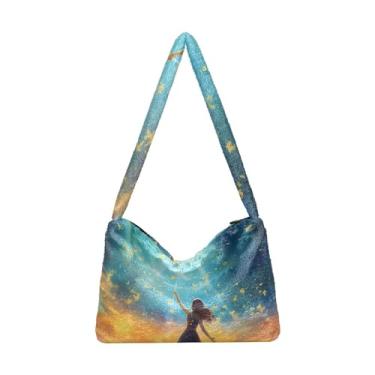 Imagem de Bolsa de ombro feminina com flores de peônia floral, bolsa de ombro, bolsa de mão para mulheres, Fantasy World Flower Sea-11, One Size