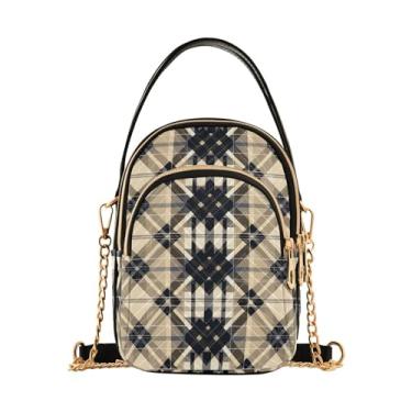 Imagem de GAIGEO Bolsa tiracolo feminina de campo de girassol, bolsa tiracolo com alça removível, bolsa transversal de viagem para mulheres, Xadrez nas cores preto e marrom - 2, One Size