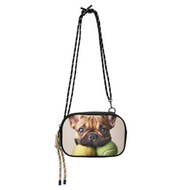 Imagem de TSENQUE Bolsas pequenas transversais femininas carteira para iphone bolsa designer bonito buldogue filhote de cachorro bolsas de ombro
