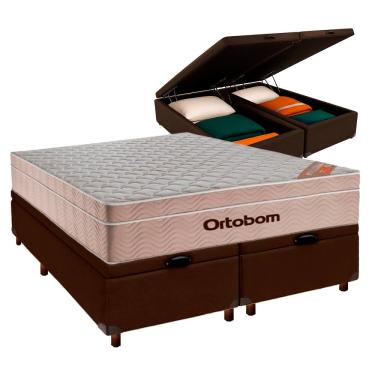 Imagem de Cama + Bau Blindado e Colchão Molas Ensacadas Queen - Airtech Ortobom