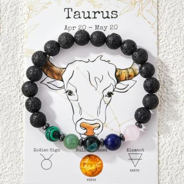 Imagem de Pulseira de pedras naturais com 12 contas do zodíaco, autoproteção, pedra padroeira, uso diário, melhores amigos, presente de aniversário para mãe, amigos, melhores amigas, One Size Fits Most, Pedra