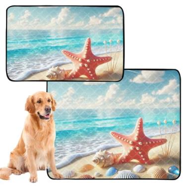 Imagem de Almofadas de xixi Coastal Starfish Seashell para cães, tapetes reutilizáveis para animais de estimação, absorventes para treinamento de cães, impermeável, tapete de cercadinho para cães, pequeno x