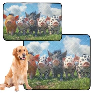 Imagem de TSENQUE Cool Piglet Family Grass Tapete reutilizável para animais de estimação laváveis almofadas de xixi para cães, impermeável, tapete de cercadinho à prova de vazamento para cães, médio + grande