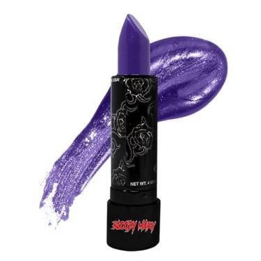 Imagem de (Purple) - Lipstick By Bloody Mary - Professional Hollywood Makeup Quality -Creamy & Long Lasting - Fashionable Eccentric Gothic Style - Ideal For Halloween - Unique Colour & Rich Pigment (Purple)