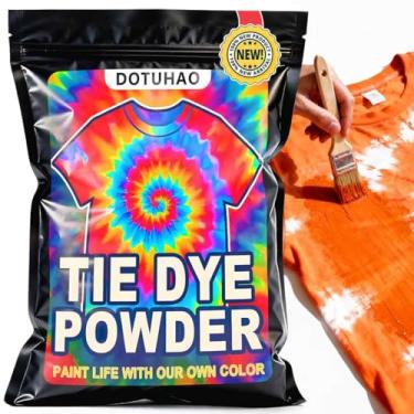 Imagem de DOTUHAO Tie Dye em pó, tinta de tecido laranja, corantes para roupas, corantes criativos para roupas, perfeitos para artes e artesanato, arte em tecido DIY (laranja, 113 g)