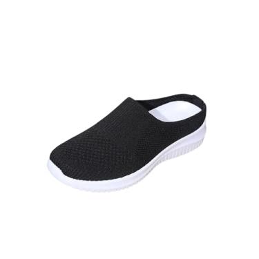 Imagem de Tênis feminino fashion casual plus size corte raso respirável salto plataforma leve para primavera verão, Preto, 38