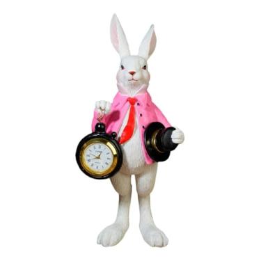 Imagem de WeiLaiKeQi Estátua de Cavalheiro, Estatueta de, Delicada e Elegante Escultura de Relógio de Bolso em Forma de Animal, Arte para Lareira ou Escada, Rosa