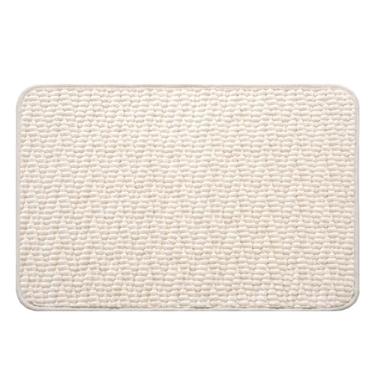 Imagem de Tapete de banho, chenille absorvente macio e espesso, absorvente de água e lavável à máquina para banheiro, chuveiro e banheira, acessórios de decoração de casa (Tamanho: 23,62 × 90 cm, cor: bege)