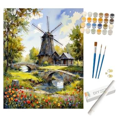 Imagem de Kit de pintura costeira por números para adultos – Pintura DIY Lighthouse by The Sea enrolada em tela 40,6 x 50,8 cm, conjunto de tinta acrílica, adequado para iniciantes, arte náutica para decoração