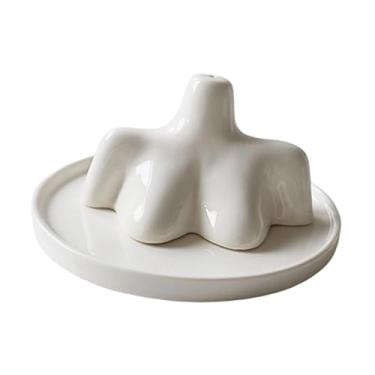 Imagem de Generic Porta-incenso em cerâmica, estatueta decorativa para mesa, escultura para meditação, ideal para spa, ioga, escritório, quarto ou armário, Branco