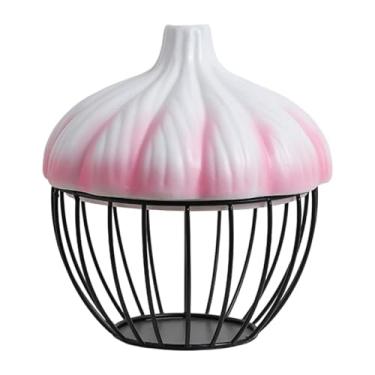 Imagem de Ｂｅｓｇａ Cesto para alho versátil e leve com tampa, prático para organizar utensílios de cozinha, lanches e outros itens em festas, hotéis casas, Rosa
