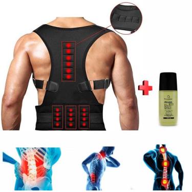 Imagem de Corretor Postural Ortopédico Ajustável Reforçado + Óleo Para Massagens