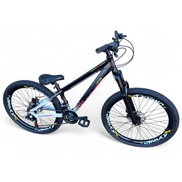 Imagem de Bicicleta Aro 26 Vikingx Tuff Freeride Downhill Alumínio 21v Aros Vmaxx Freio a Disco Pneu Flame-Unissex