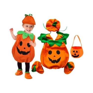 Imagem de Fantasia De Abóbora De Halloween Para Crianças Com Chapéu, Roupas De C