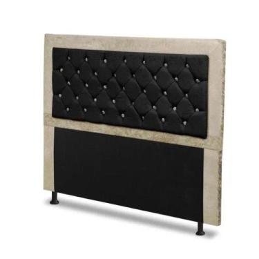 Imagem de Cabeceira Casal 140 cm Para Cama Box Berlim Suede Animale Marfim/Preto