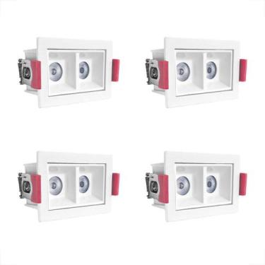 Imagem de 4 Mini Spot Downlight Duplo Led Embutir Varanda 4000k Bet85 - Bet85kit