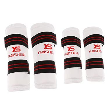 Imagem de Deevoka Taekwondo Shin Guard/Protetor de Pernas + Conjunto de Protetor de Braço/Cotovelo, Branco, M.