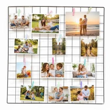 Imagem de Painel de Fotos Memory Board 60x60 Preto com Prendedores Quadro de Rec