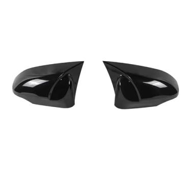Imagem de Preto retrovisor lateral espelho asa tampa exterior porta guarnição adesivo-caso de vista traseira acessório compatível com toyota corolla 2014-2018(Black)