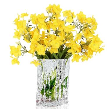 Imagem de Libeking 6 pacotes de flores artificiais de narciso amarelo, 40 cm, flores de seda, flores de primavera, flores falsas amarelas para casa, interior, exterior, mesa de casamento, festa, decoração de