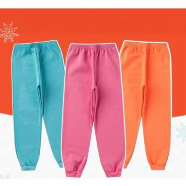 Imagem de Kit C/3 Calça Moletom Infantil Menina do tamanho 1 ao 12 - Loja A Pech