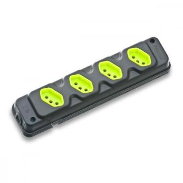 Imagem de Tomada Barra Fiolux Quadrupla 20A 2 Polos+Terra Preta/Verde, Preto