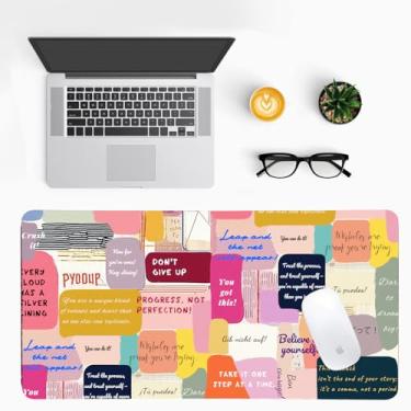 Imagem de Tapete de mesa motivacional para mulheres, almofada de mesa de couro PU à prova d'água com base antiderrapante, tapete inspirador de teclado de escritório para jogos e trabalho em casa (80 x 40 cm)