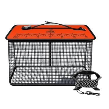 Imagem de oshhni Cesta de pesca flutuante, gaiola de pesca para peixes vivos capturados, armadilha para carpas revestida de borracha, bolsa de proteção versátil, Laranja 39 X24cmx50cm