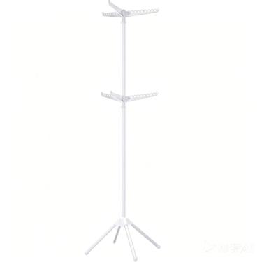 Imagem de CASAMAYA Escorredor de roupas dobrável, rack de secagem de 2 camadas de 2 camadas com trilho giratório para roupas para 54 peças, economia de espaço, interior, aço inoxidável, branco CDR002W11