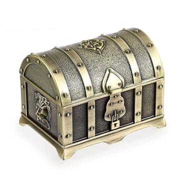 Imagem de Hipiwe Caixa de Jóias Metal Vintage Baú Pequenos Tesouros Pequena para Anéis Brincos e Colares Mulheres Porta Lembranças