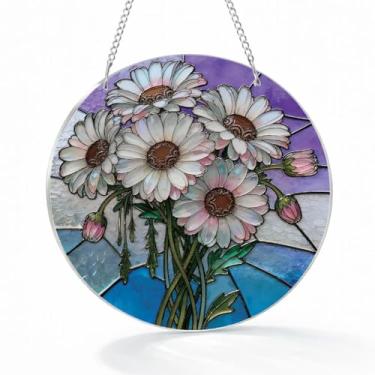 Imagem de Decoração de janela de flores, apanhador solar para pendurar em janela de acrílico, decorações de jardim para casa, enfeites de Natal para Dia das Mães, Dia dos Namorados, presentes de inauguração de