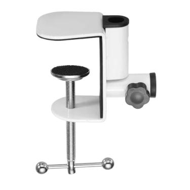 Imagem de HARFINGTON Suporte de braçadeira de mesa de metal com furo de 6,6 cm de diâmetro para lâmpada de mesa, suporte universal em cantilever com parafuso ajustável, alça de plástico para suporte de lâmpada