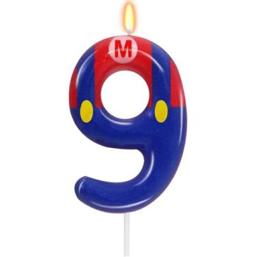 Imagem de Velas de aniversário, velas vermelhas e azuis para bolo número 3, topo de bolo para velas temáticas de jogos, decoração de aniversário, suprimentos para celebrações de aniversário (9)