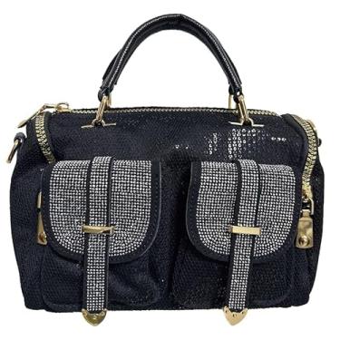 Imagem de CXQDSJM Bolsa feminina vintage feminina bolsa de ombro feminina de viagem fashion com glitter bolsas femininas, Branco