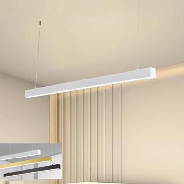 Imagem de Luminária pendente de LED para mesa de jantar, com intensidade de cor ajustável de 3000K a 6000K, controle remoto e design moderno para sala de jantar, cozinha, escritório, bar e loja (branc