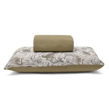 Imagem de Jogo de Cama Solteiro Buettner Basic 100% Algodão Malha 3 Peças - Dinossauros Bege