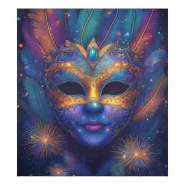 Imagem de Blueangle Máscara colorida de carnaval para lava-louças, capa frontal para lava-louças, adesivos de eletrodomésticos, adesivos de eletrodomésticos, 58 cm C x 66 cm, adesivo magnético decorativo (59)