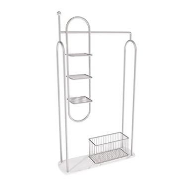 Imagem de Cabideiro de piso simples de corredor para pendurar no quarto rack de armazenamento de roupas para casa suporte de chapéu com base de mármore (prata)