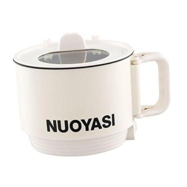 Imagem de WeiLaiKeQi Mini Panela Elétrica de 1,8L com Tampa de Vidro, Suporte para Celular e Revestimento Antiaderente para Cozinhar Macarrão, Bolinhos, Ovos, Arroz, Branco