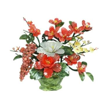 Imagem de Árvore de bonsai artificial, decoração de plantas falsas, bonsai chinês, cesta de flores de jade para decoração de sala de estar, árvore de bonsai artificial