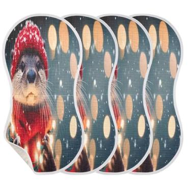 Imagem de STAYTOP 4 peças de panos fofos para arrotos de lontra de Natal - panos para arrotar para bebês meninos meninas e toalha de recém-nascido, panos grandes absorventes para arrotar